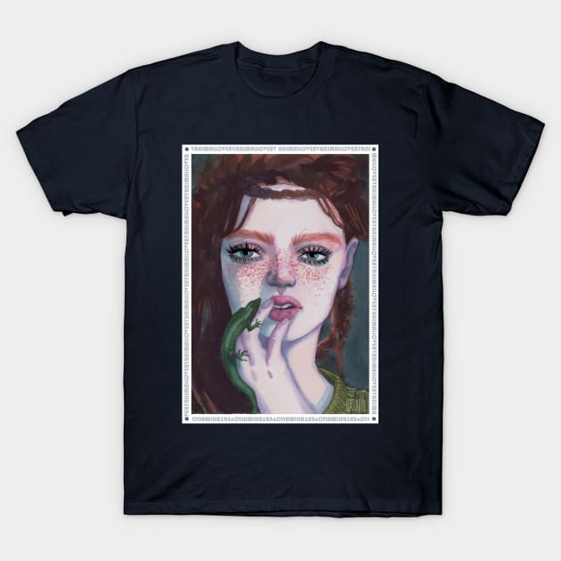 Girl with a lizard T-Shirt by Sharaful